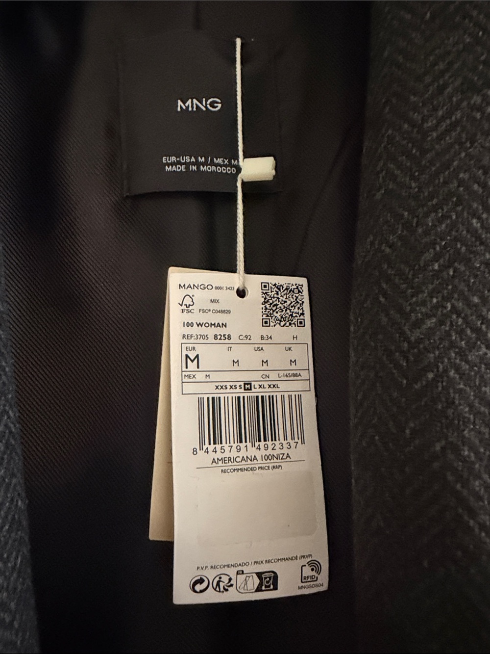 Mango Dark Charcoal Herringbone Blazer - Picture 4 of 5